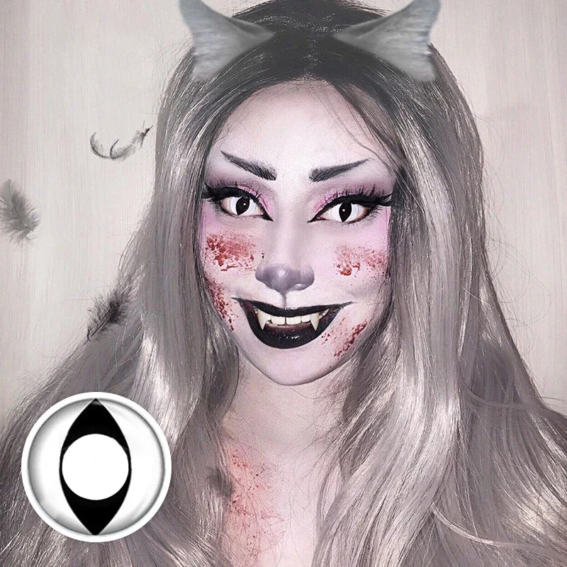 Halloween White Cat Eye Colored Contact Lenses - Roseibase