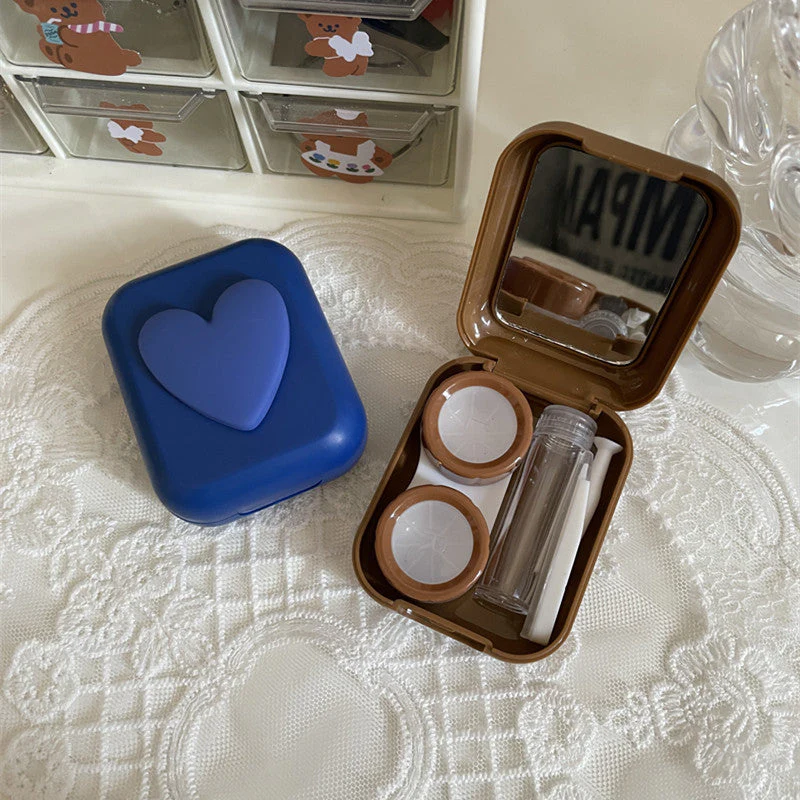 Heart Shape Colored Contact Lens Case - Roseibase