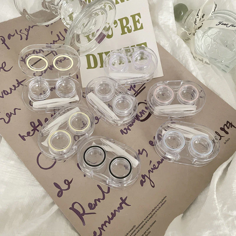 Clear Simple Colored Contact Lens Case - Roseibase