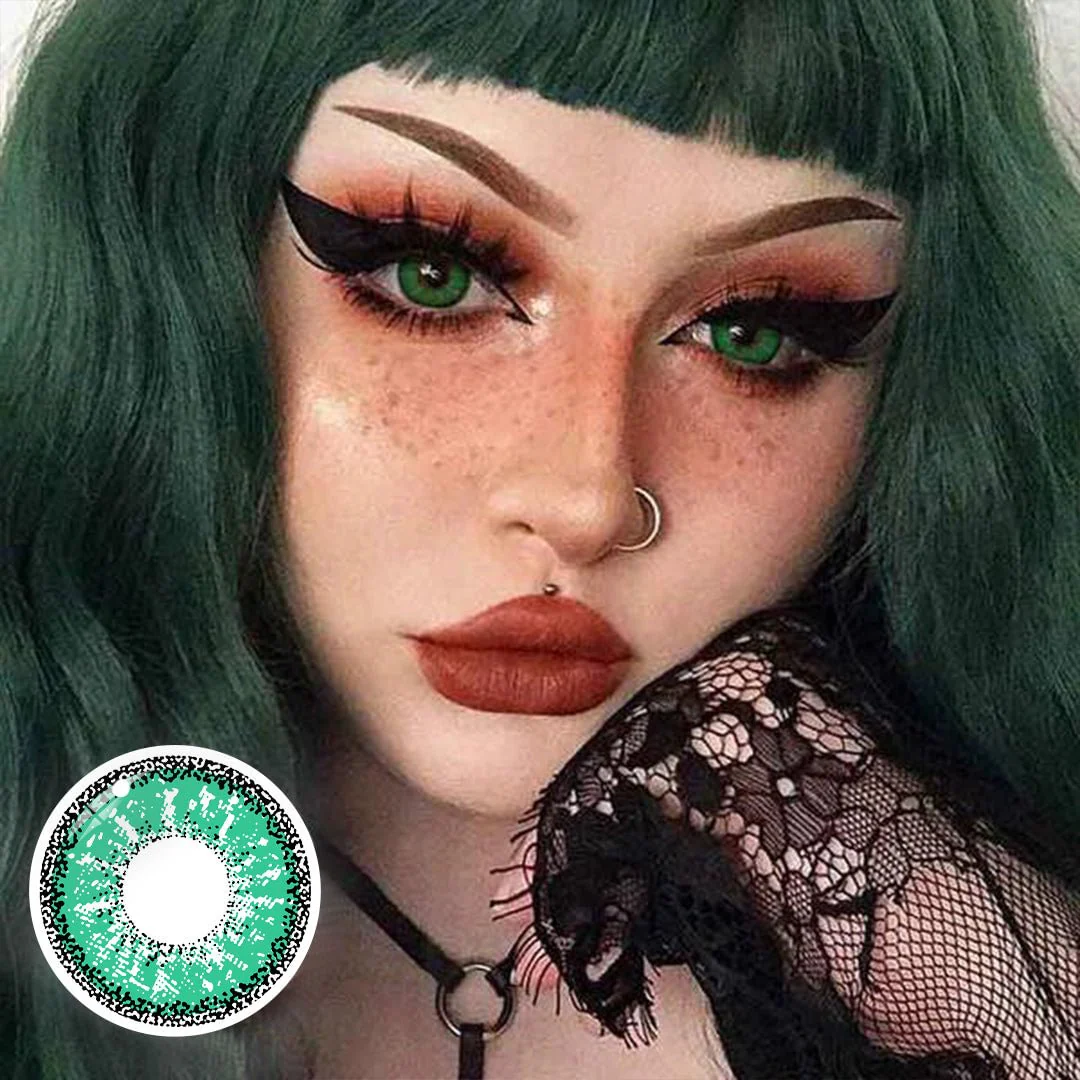 Cosplay ICE Green Prescription Colored Contact Lenses - Roseibase