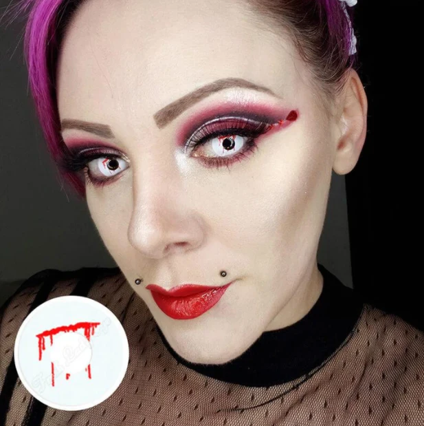 Halloween Trauma White slit Colored Contact Lenses - Roseibase