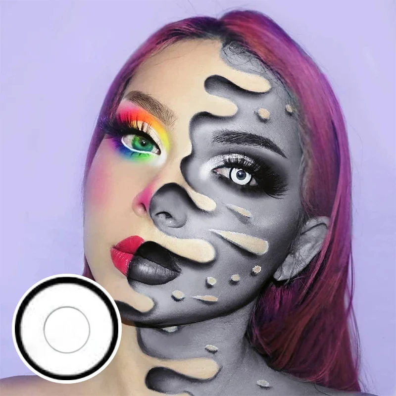 Halloween Cosplay White Manson Prescription Colored Contact Lenses - Roseibase