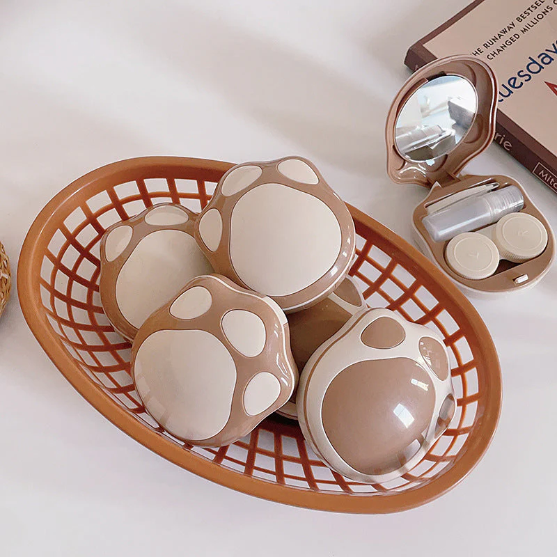 Cute Cat's Paw Colored Contact Lens Case - Roseibase