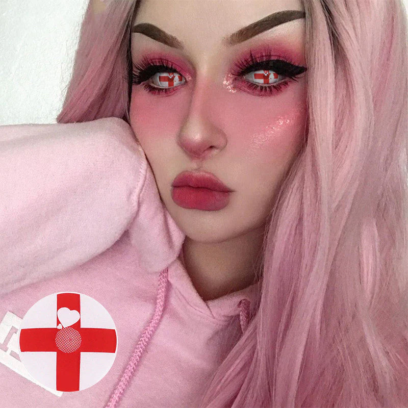 Cosplay Red cross Colored Contact Lenses - Roseibase