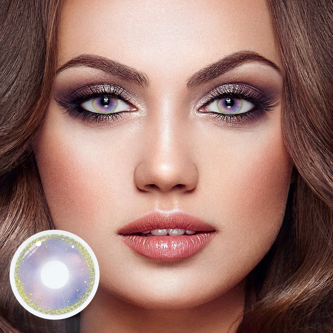 Cosplay Gold Rim Purple Colored Contact Lenses - Roseibase