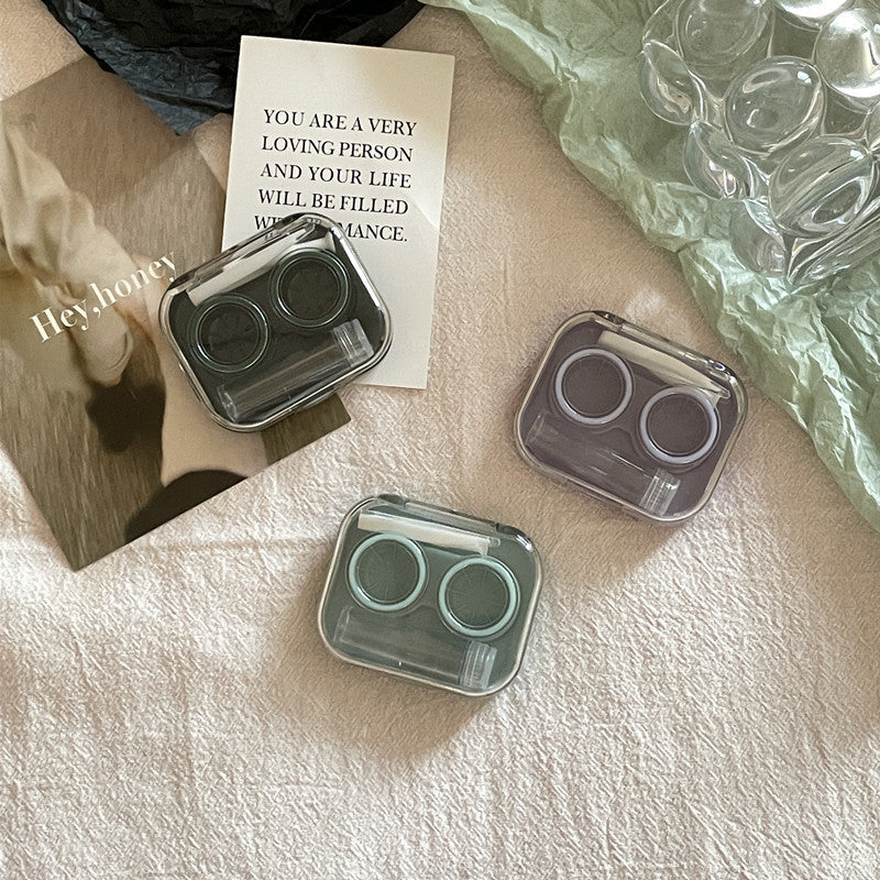 Ins Transparent Mini and Simple Colored Contact Lens Case - Roseibase