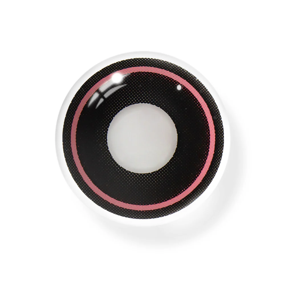 Cosplay Circle Line Black Pink Colored Contact Lenses - Roseibase