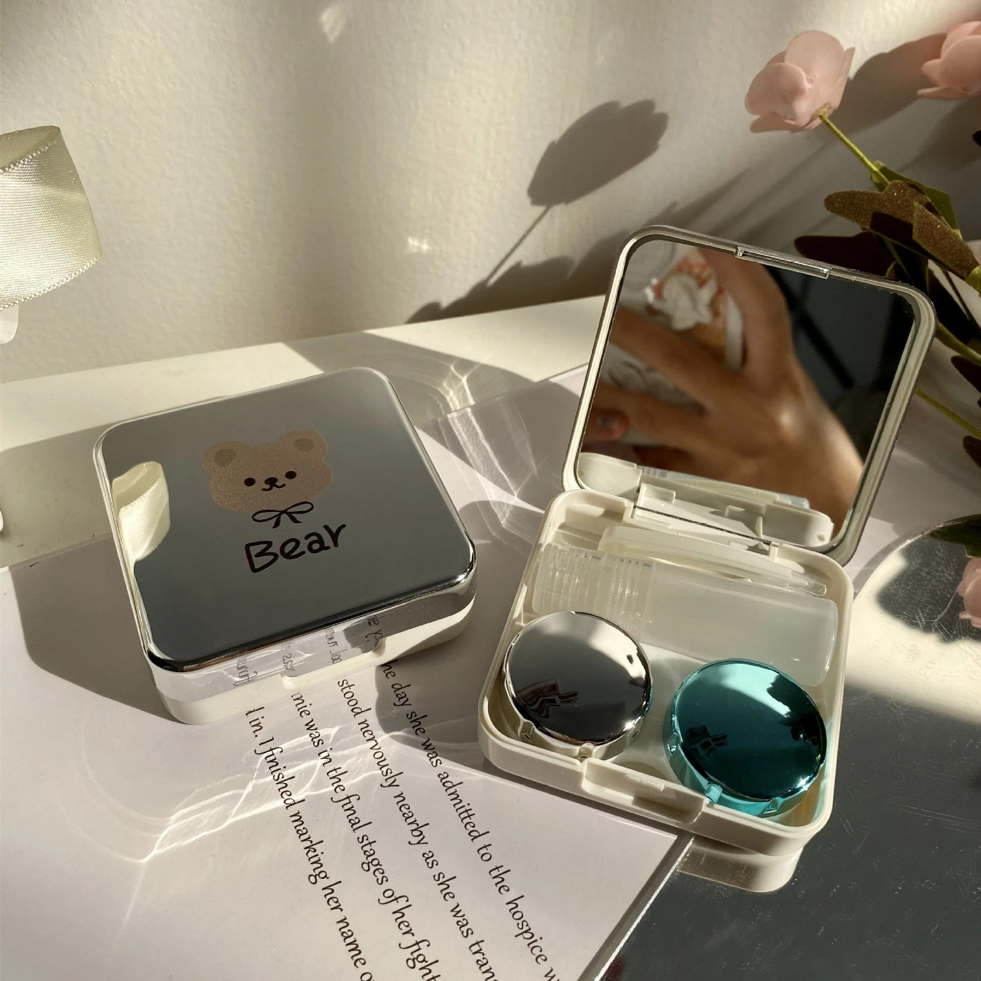 Lovely Bear Colored Contact Lens Case - Roseibase