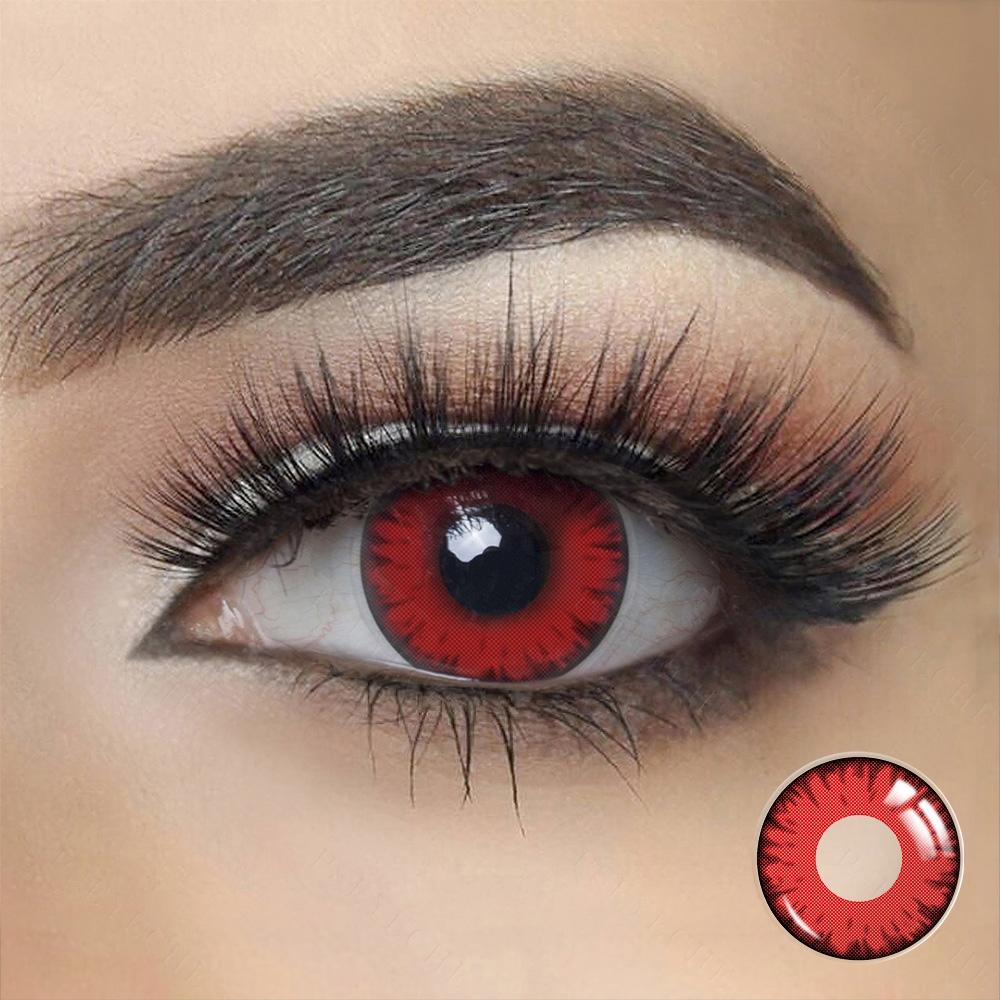 Cosplay Lucifer's Eye Red Prescription Colored Contact Lenses - Roseibase