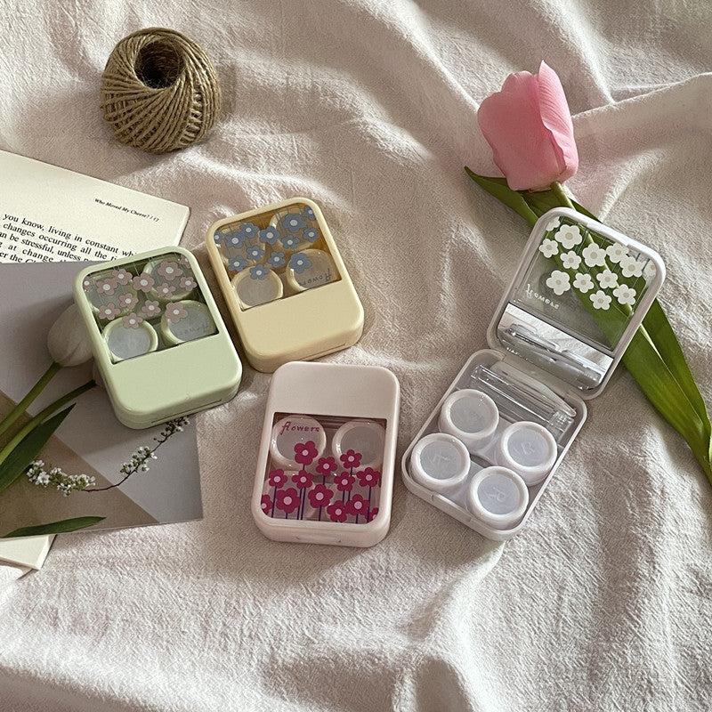 Korean Style Fresh Flowers Colored Contact Lens Case - Roseibase