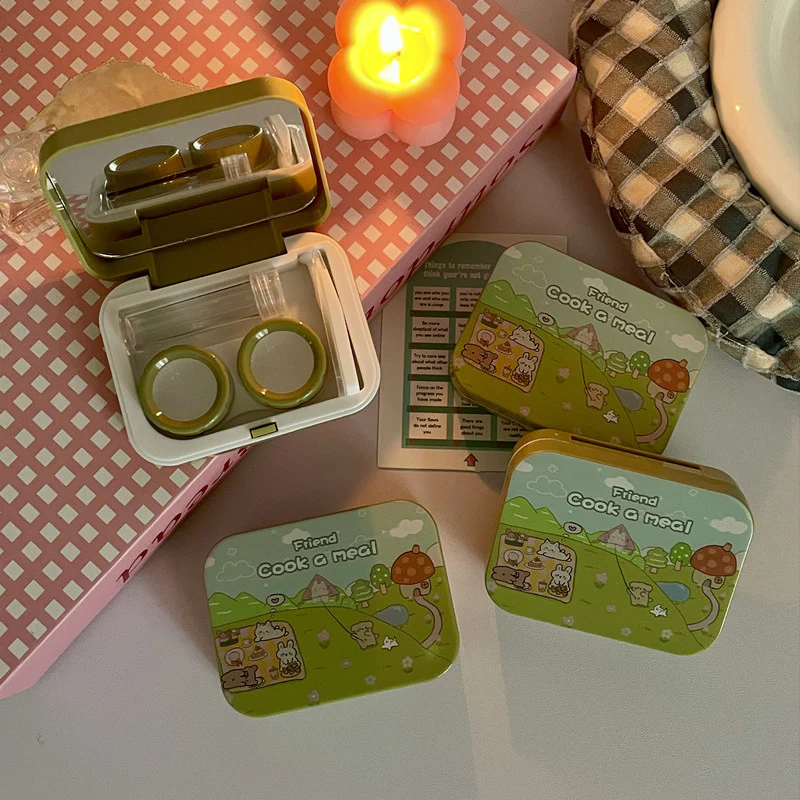 Cute Cartoon Simple Colored Contact Lens Case - Roseibase