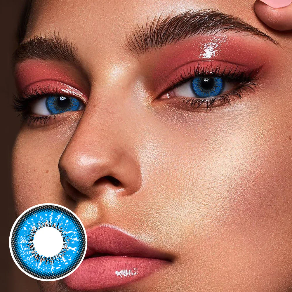 Love Words Blue Colored Contact Lenses - Roseibase