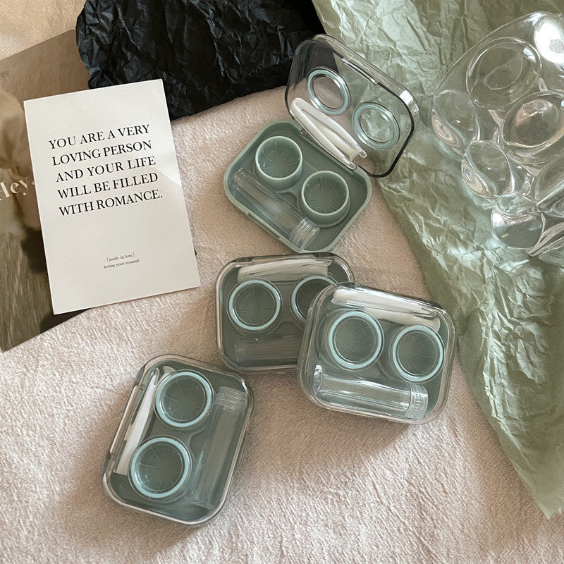 Ins Transparent Mini and Simple Colored Contact Lens Case - Roseibase