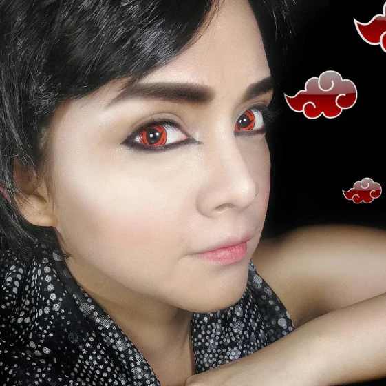 Cosplay Sharingan Bladed Red Colored Contact Lenses - Roseibase