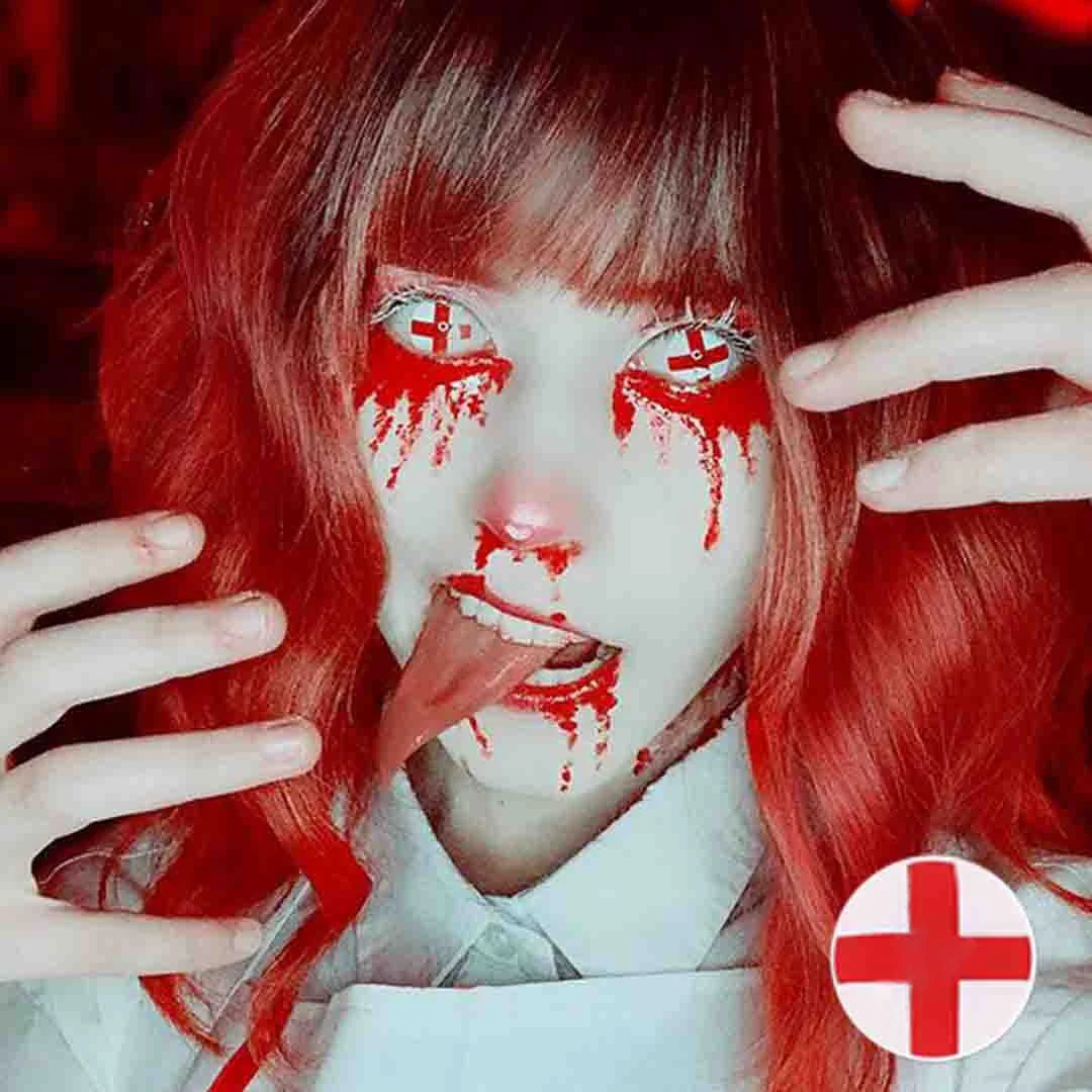 Cosplay Red cross Colored Contact Lenses - Roseibase