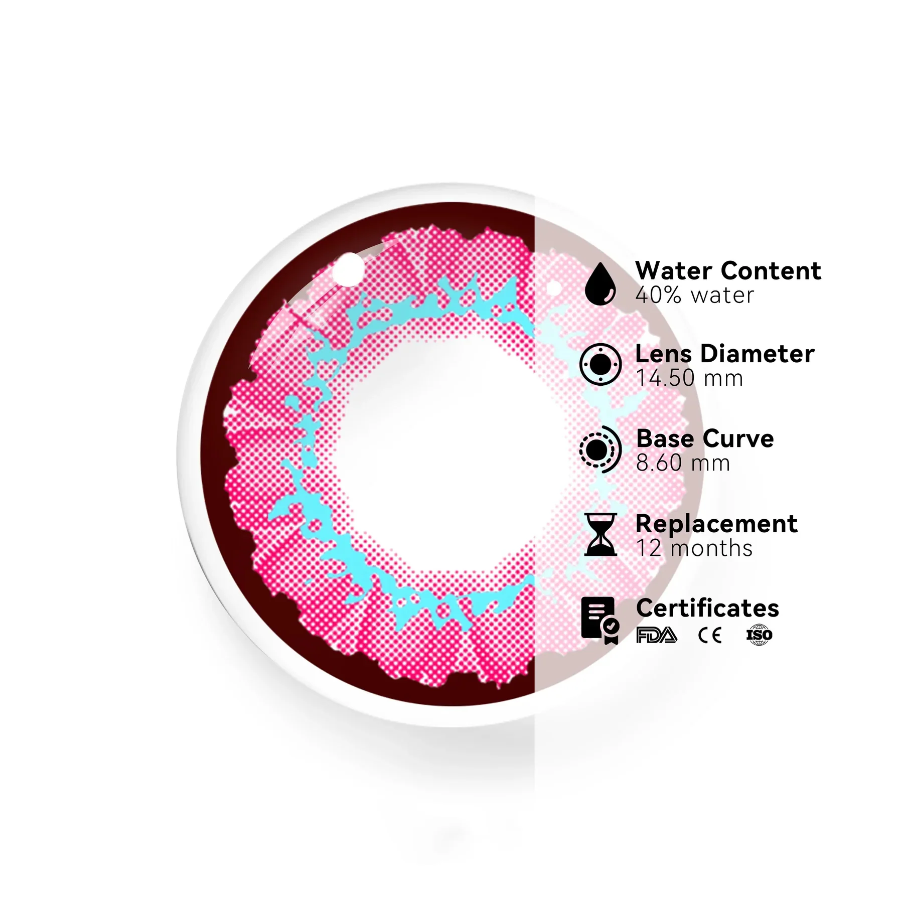 Cosplay Pink love Pink Colored Contact Lenses - Roseibase