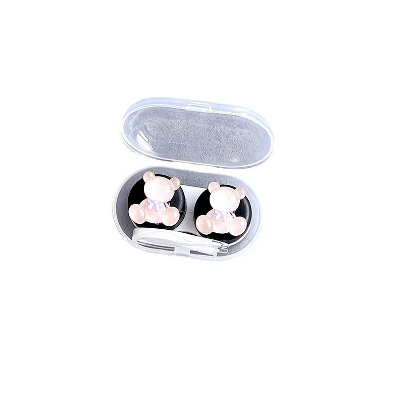 INS Simple Bear Colored Contact Lens Case - Roseibase