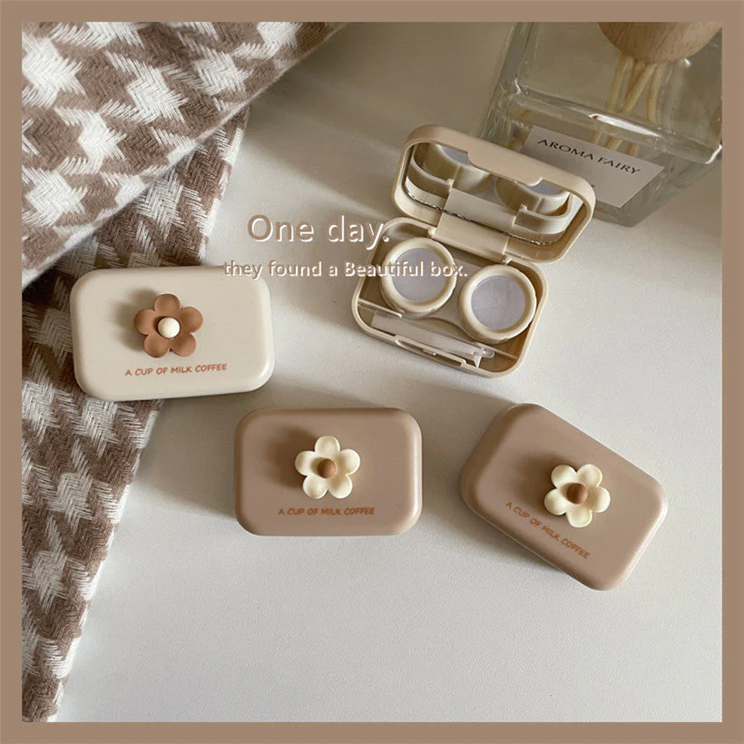 Milk Tea Warm Colored Contact Lens Case - Roseibase
