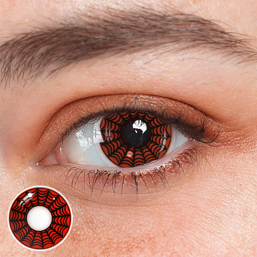 Cosplay SpiderWeb Dark Red Colored Contact Lenses - Roseibase