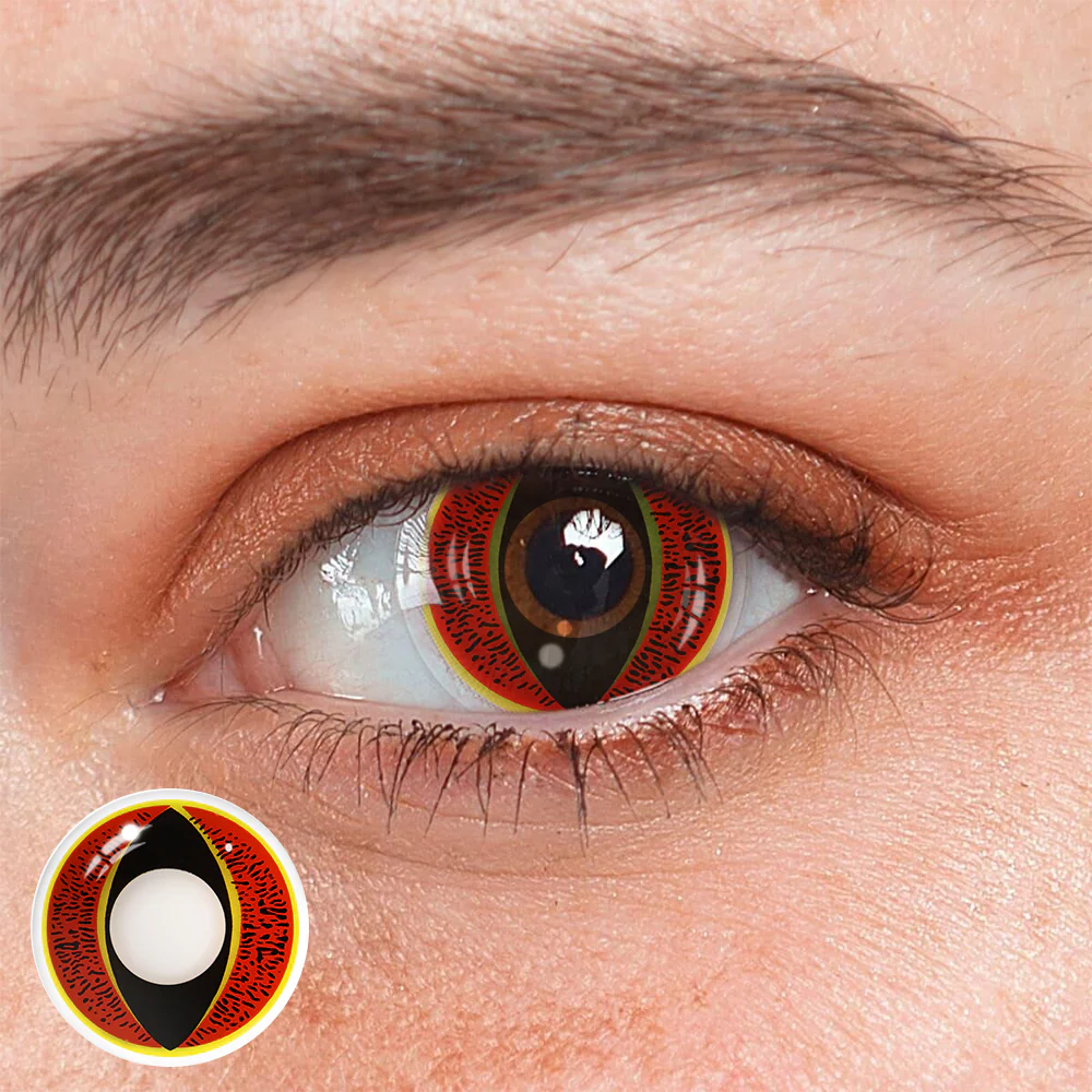 Cosplay Leopard Cat's Eye Red Colored Contact Lenses - Roseibase