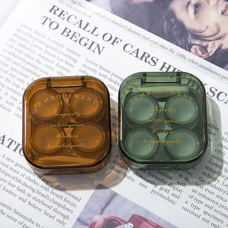 Green Brown Colored Contact Lens Case - Roseibase