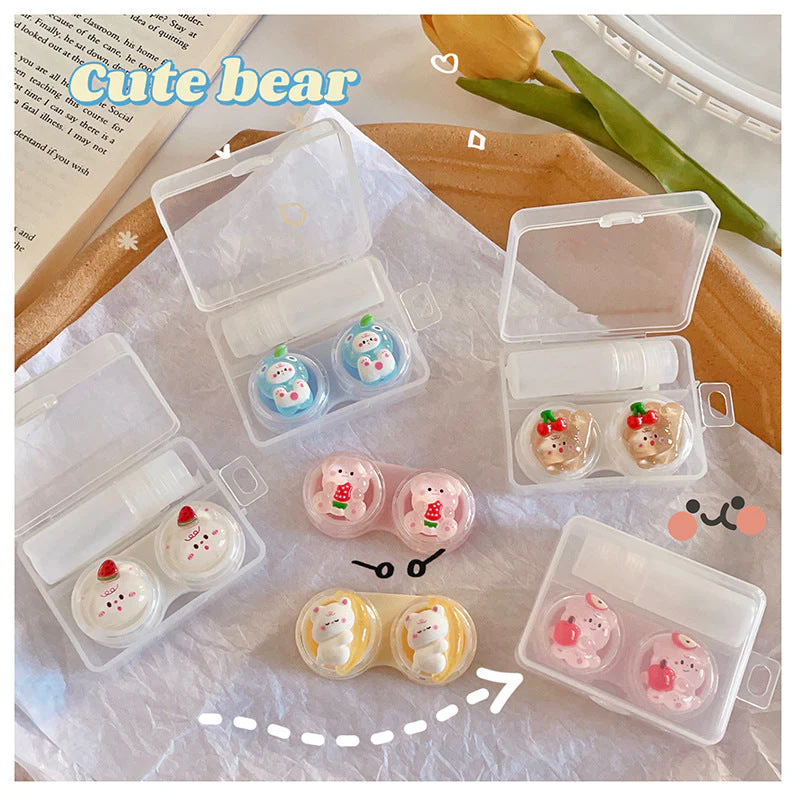 Fruit Little Bear Colored Contact Lens Case - Roseibase