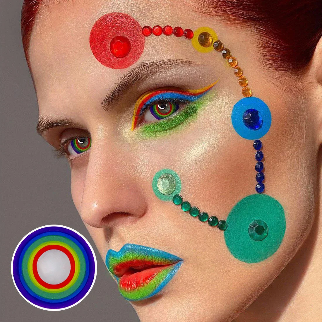 Halloween Cosplay RAINBOW Blue Colored Contact Lenses - Roseibase