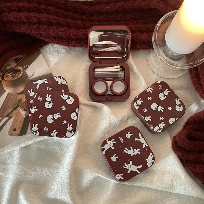INS Niche Design Wine Red Colored Contact Lenses Case - Roseibase