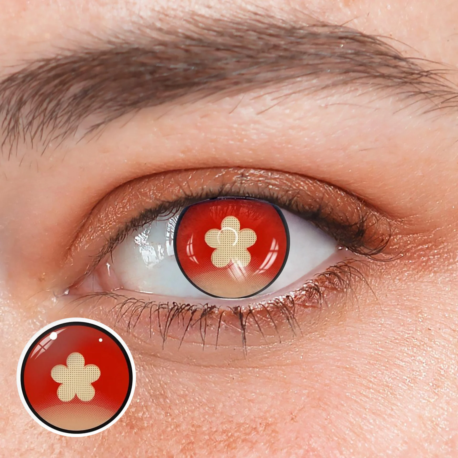 Cosplay Genshin Impact Hutao Red Colored Contact Lenses - Roseibase