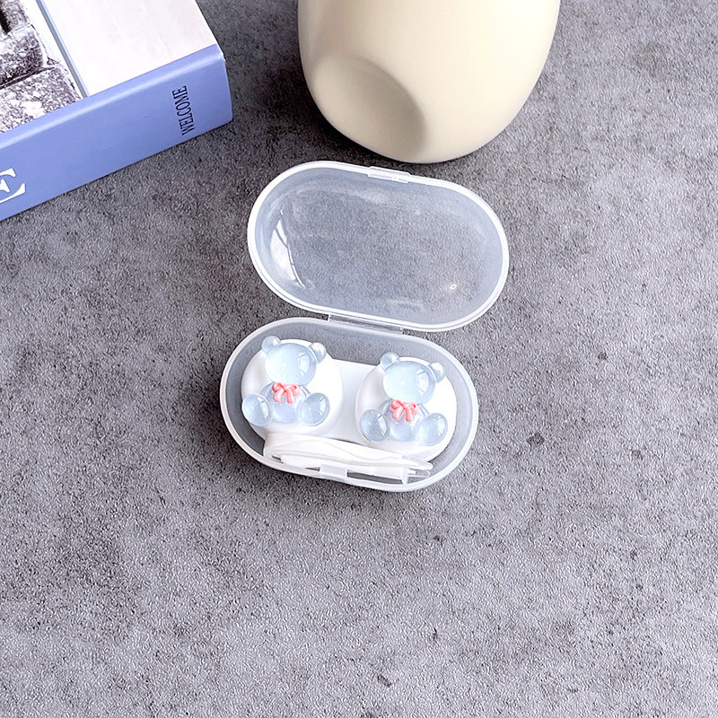 INS Simple Bear Colored Contact Lens Case - Roseibase