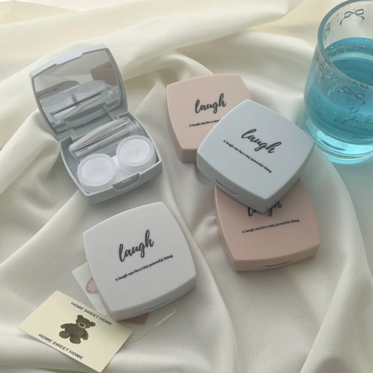 Ins Simple Colored Contact Lens Case - Roseibase