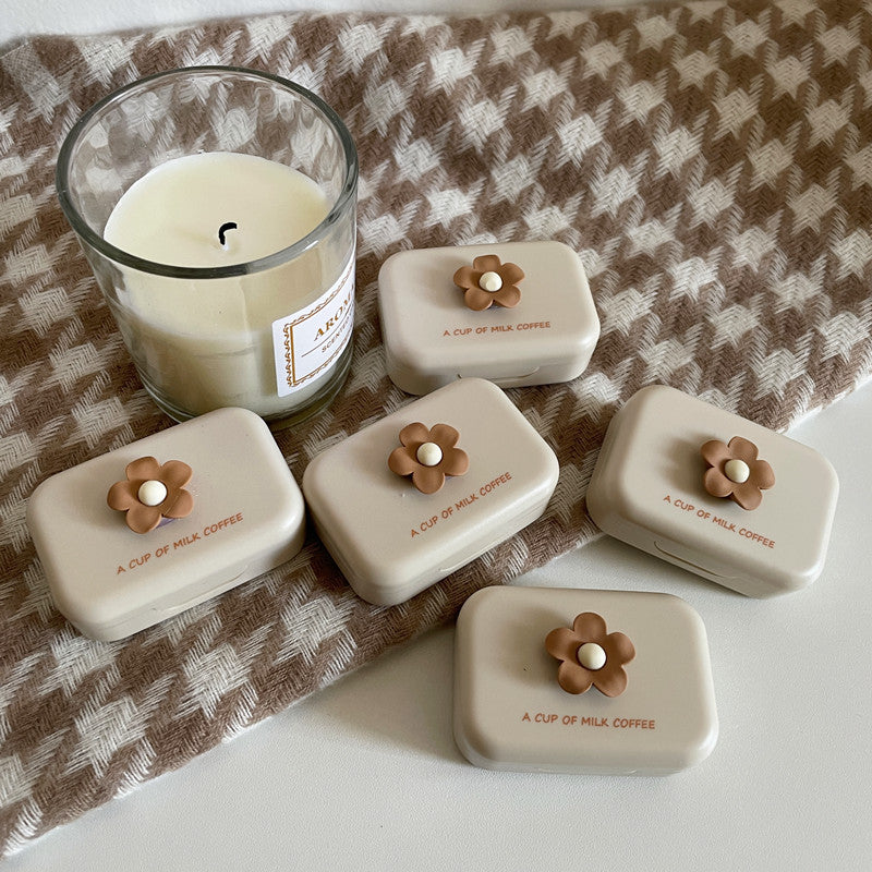 Milk Tea Warm Colored Contact Lens Case - Roseibase