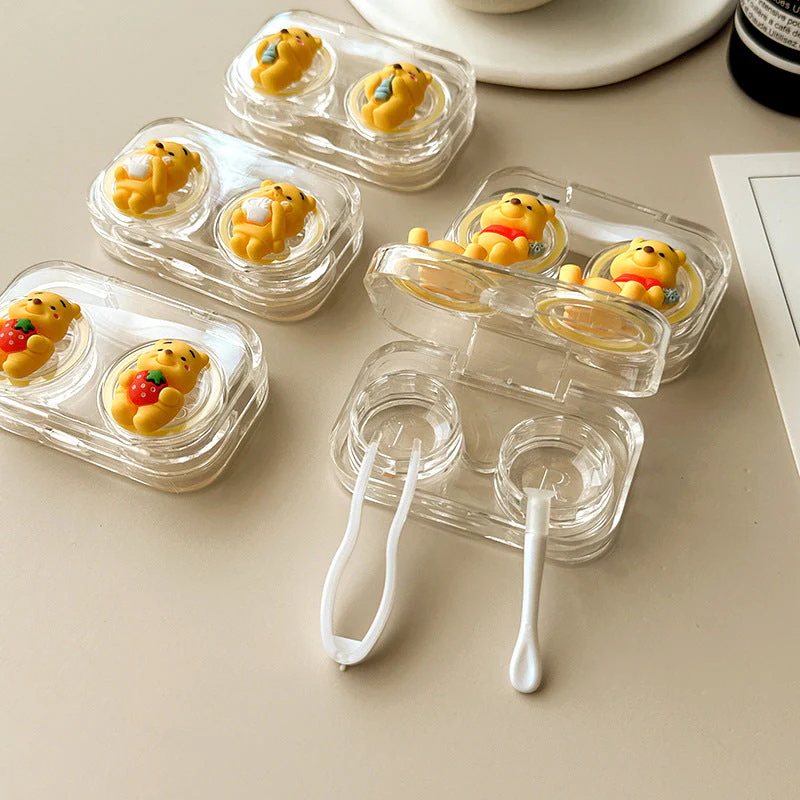 Cute Little Yellow Bear Colored Contact Lens Case - Roseibase