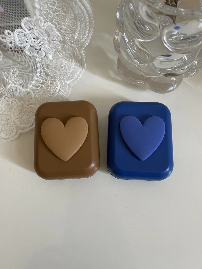 Heart Shape Colored Contact Lens Case - Roseibase