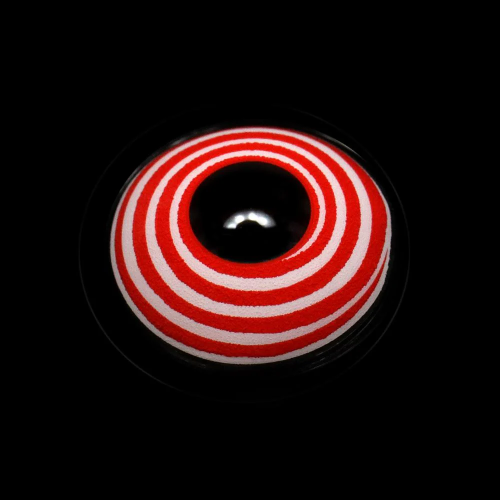 Cosplay Circle Line Curl Red White Colored Contact Lenses - Roseibase