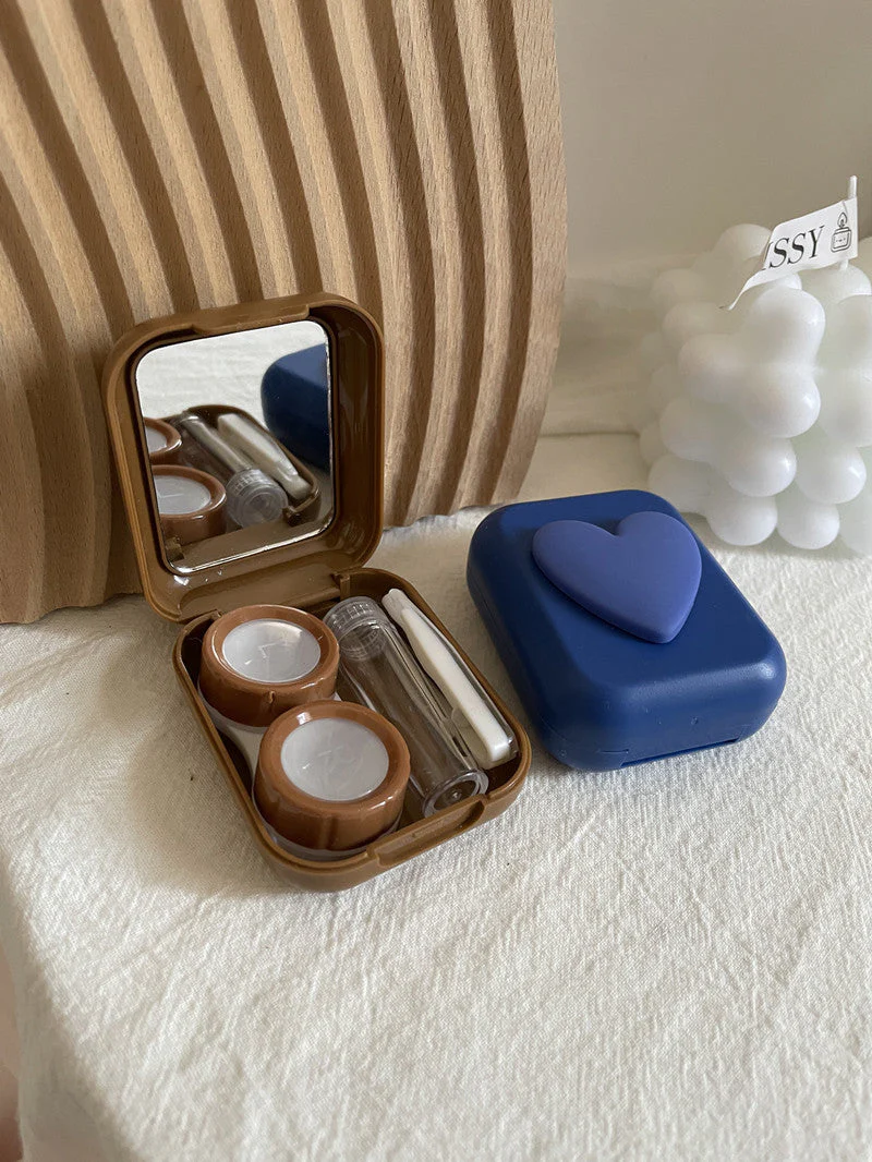 Heart Shape Colored Contact Lens Case - Roseibase