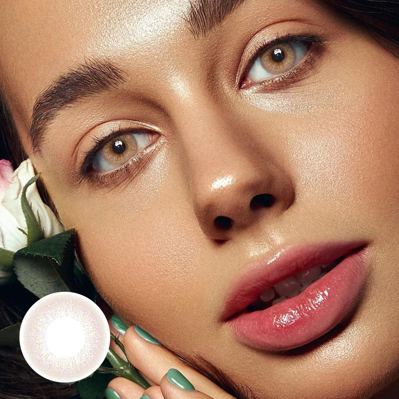 Adriene Pink Brown Prescription Colored Contact Lenses - Roseibase