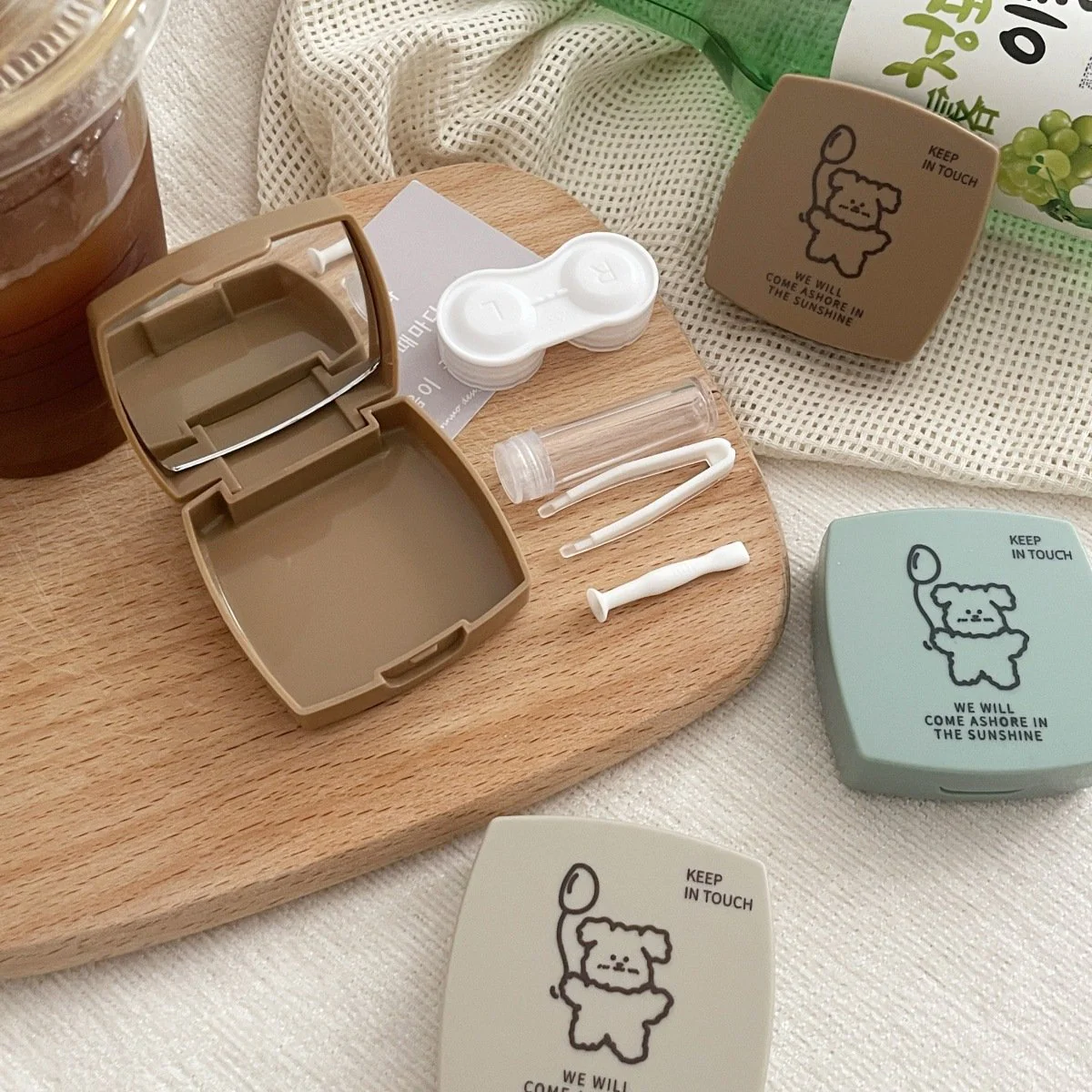 Balloon Line Puppy Colored Contact Lens Case - Roseibase