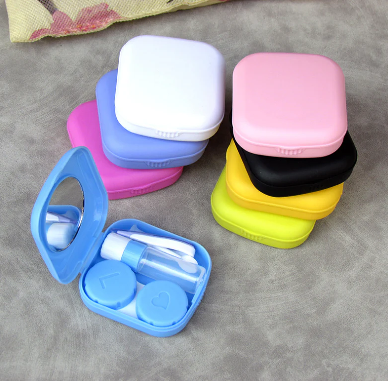 Lovely square portable Multicolor Colored Contact Lens Case - Roseibase