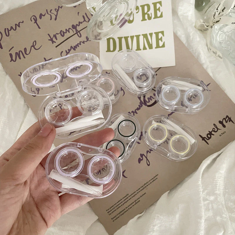 Clear Simple Colored Contact Lens Case - Roseibase