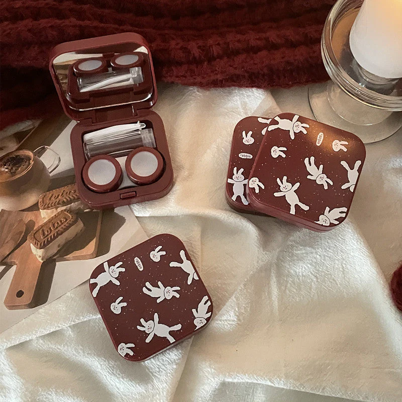 INS Niche Design Wine Red Colored Contact Lenses Case - Roseibase