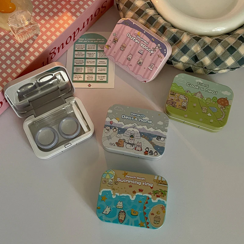 Cute Cartoon Simple Colored Contact Lens Case - Roseibase