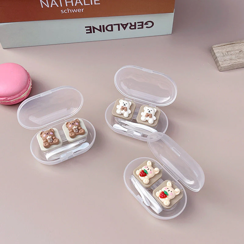 Cute Bear Colored Contact Lens Case - Roseibase