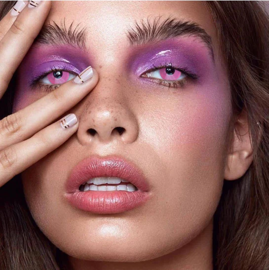 Cosplay Powdery Violet Block Pink Colored Contact Lenses - Roseibase