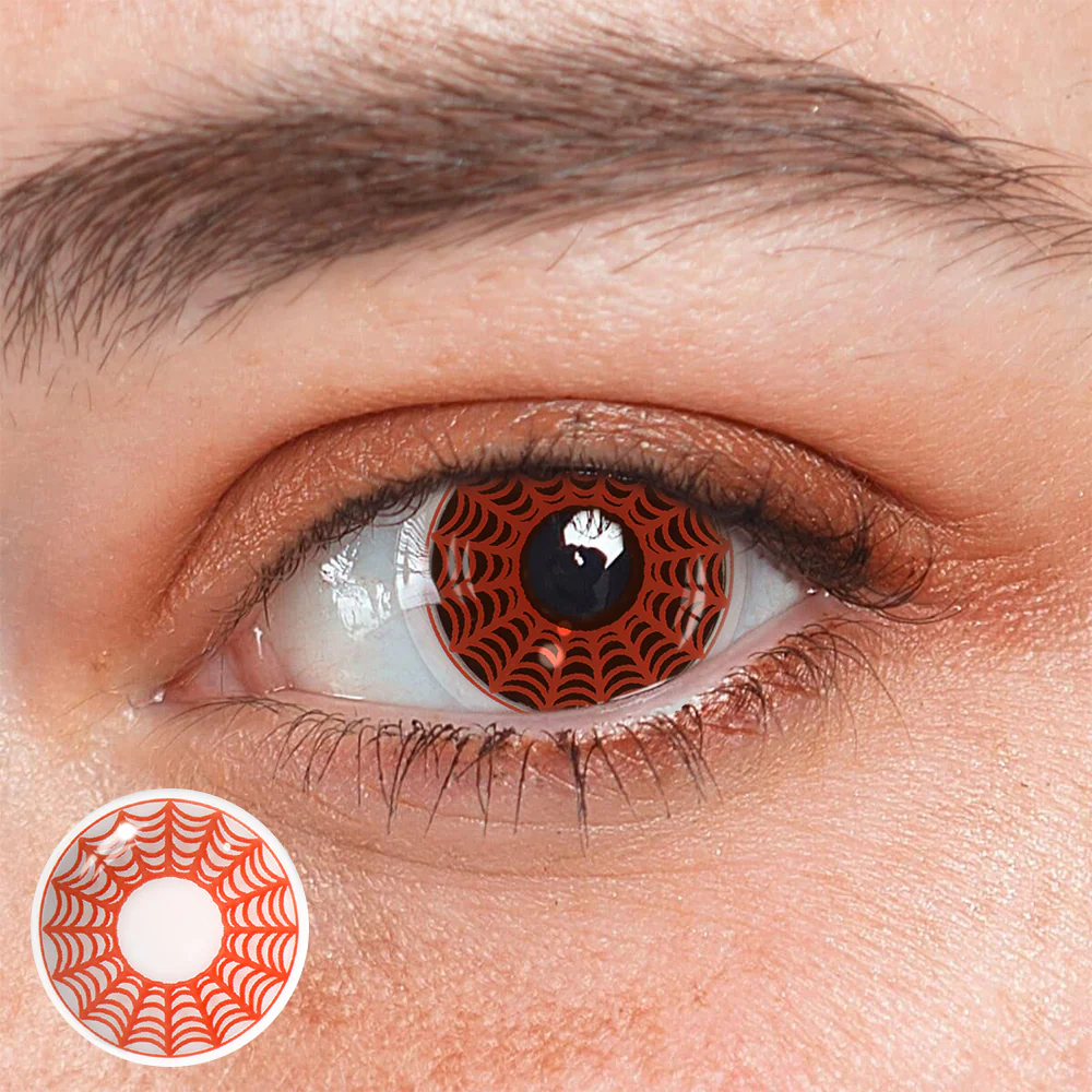 Cosplay SpiderWeb Red Colored Contact Lenses - Roseibase