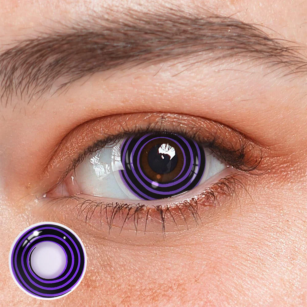 Cosplay Circle Line Black Purple Colored Contact Lenses - Roseibase