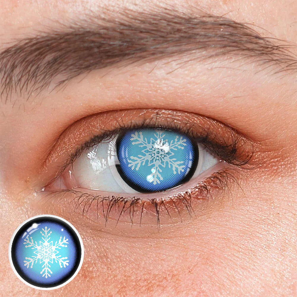 Cosplay Snow Flake Blue Colored Contact Lenses - Roseibase