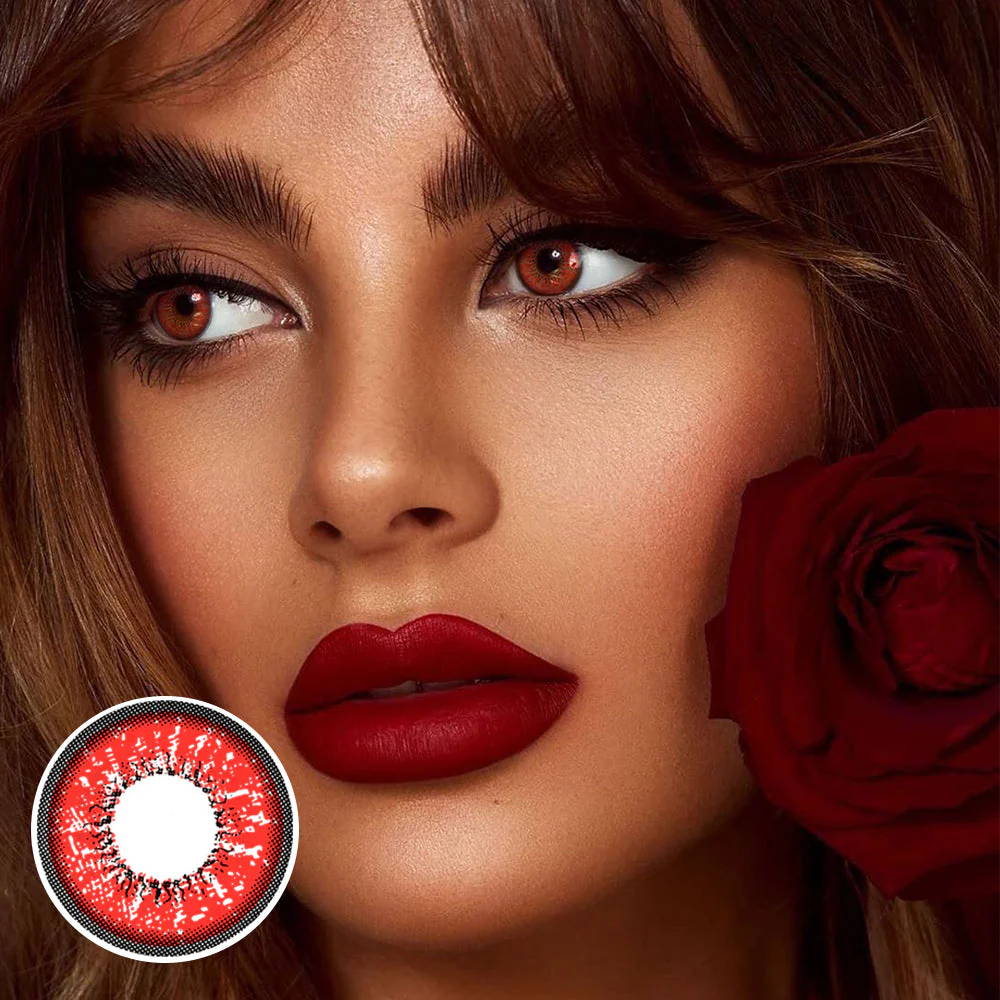 Love Words Red Colored Contact Lenses - Roseibase