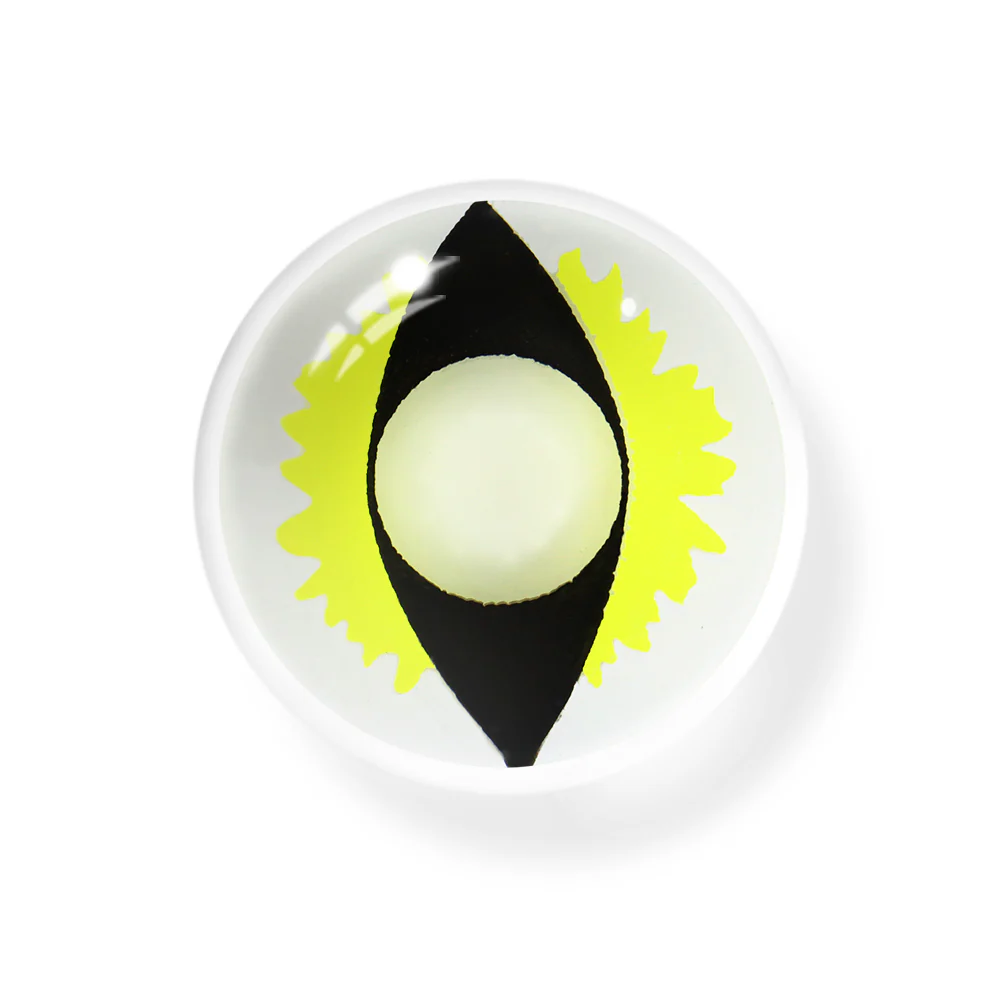 Cosplay Cat Eye Lash Yellow Colored Contact Lenses - Roseibase