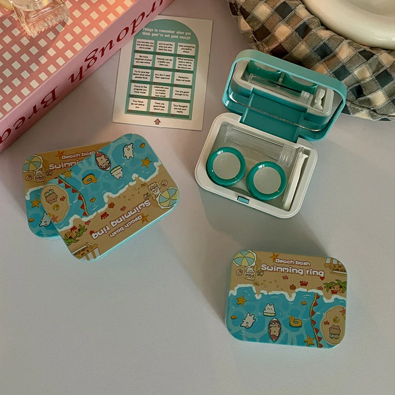 Cute Cartoon Simple Colored Contact Lens Case - Roseibase